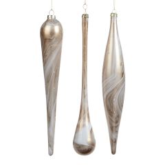 Marmorerte Glassdråper - 3Pk