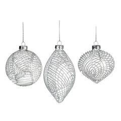 Glasskuler Med Sølvdekor - 3Pk