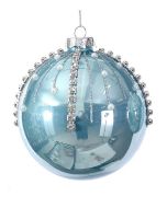 Lyseblå Julekule Med Strass