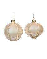 Champagnefarget Glasskule - 2Pk